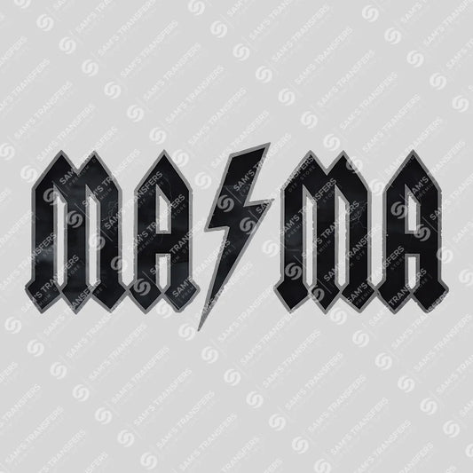 Apparel featuring a Mama Rock Band-themed DTF transfer.