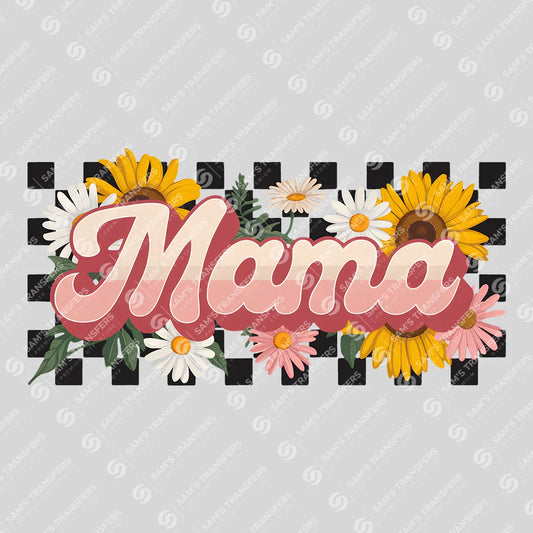 Apparel featuring a Mama Retro Sunflower-themed DTF transfer.
