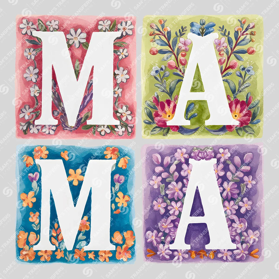 Mama Pastel Floral Tiles Ready-to-Press DTF Transfer | SAT01480