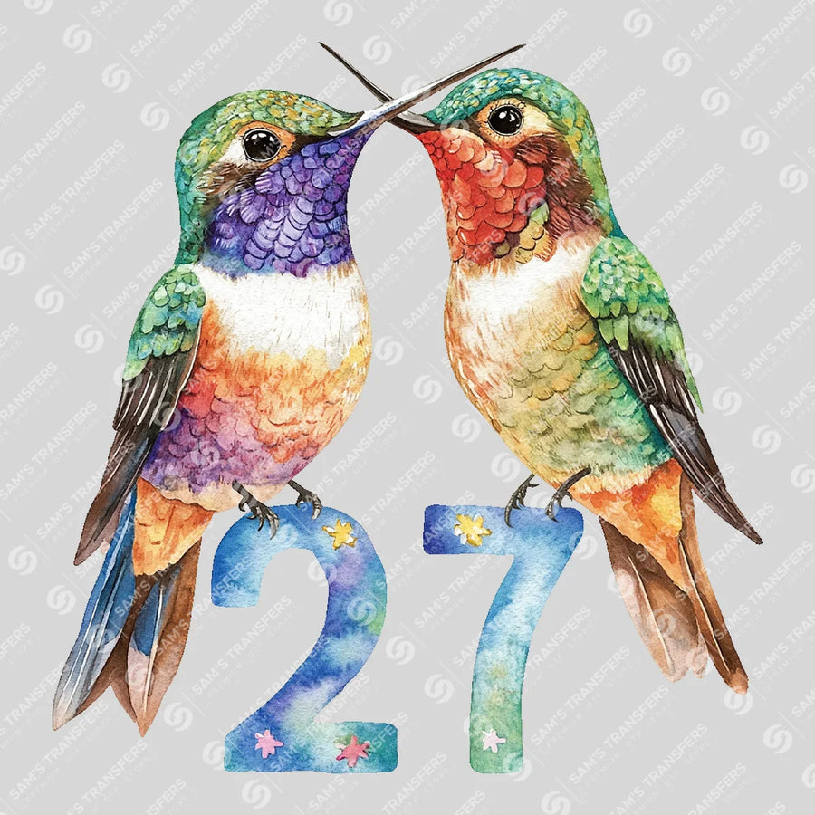 Happy 2027 Hummingbirds Ready-to-Press DTF Transfer | SAT01507