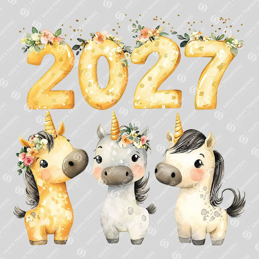 Happy 2027 Unicorns Ready-to-Press DTF Transfer | SAT01511