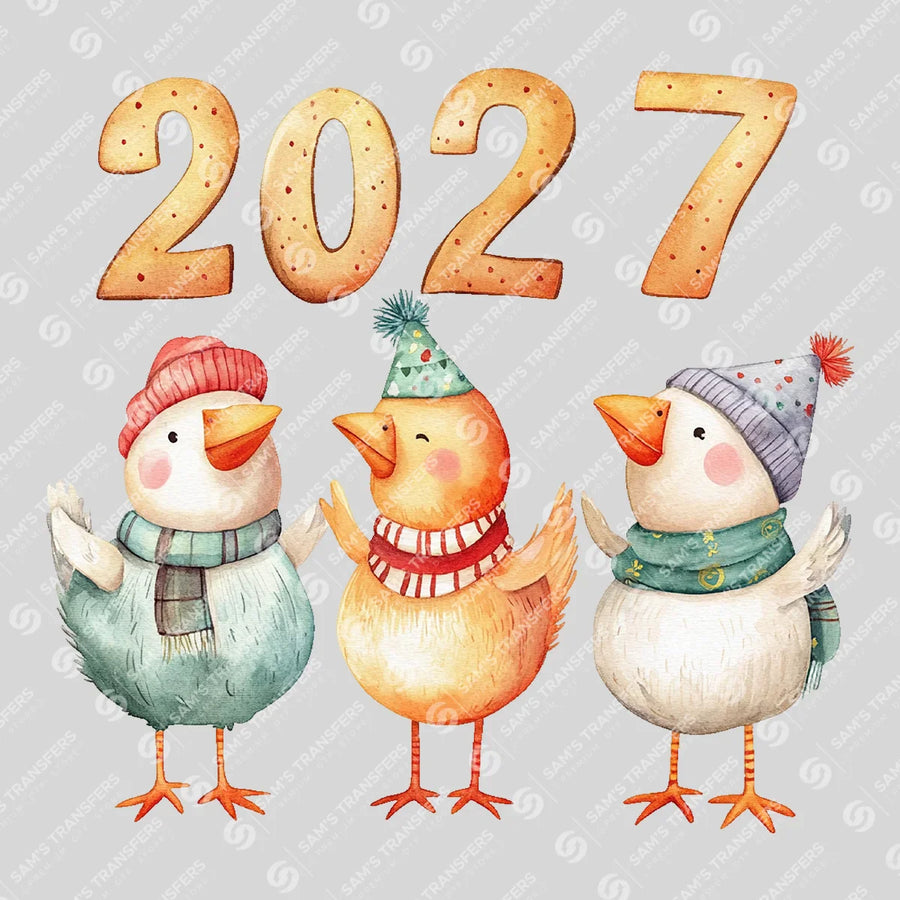 Happy 2027 Winter Birds Ready-to-Press DTF Transfer | SAT01514
