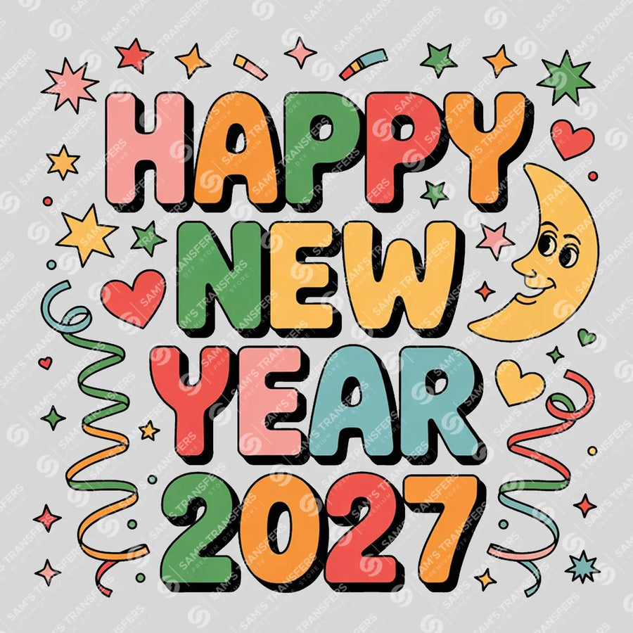 Happy New Year 2027 Moon Ready-to-Press DTF Transfer | SAT01516