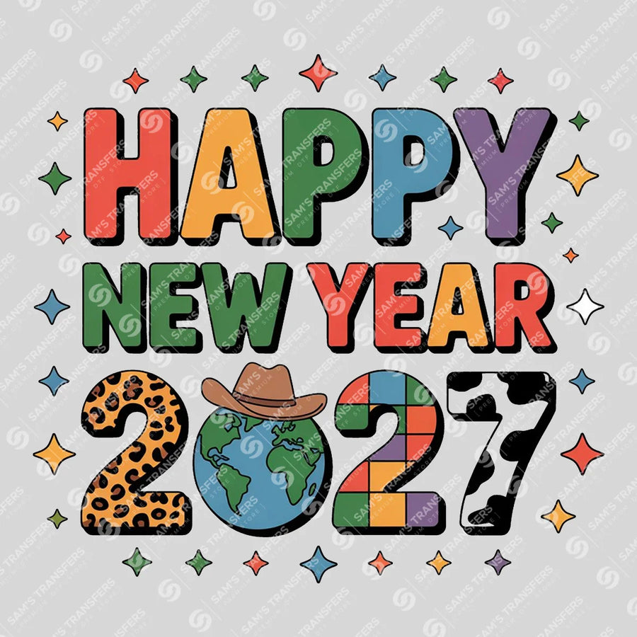 Happy New Year 2027 Western Ready-to-Press DTF Transfer | SAT01520