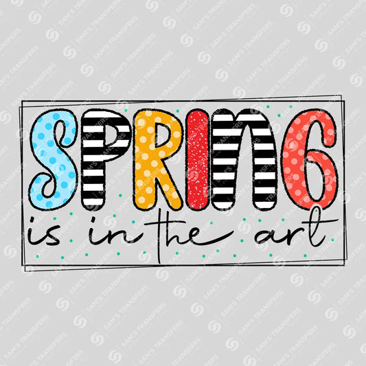 Apparel featuring a Spring Is in the Art Doodle-themed DTF transfer.