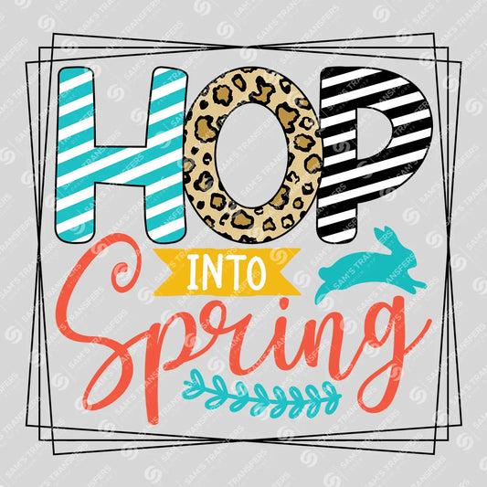 Apparel featuring a Hop Into Spring Leopard-themed DTF transfer.