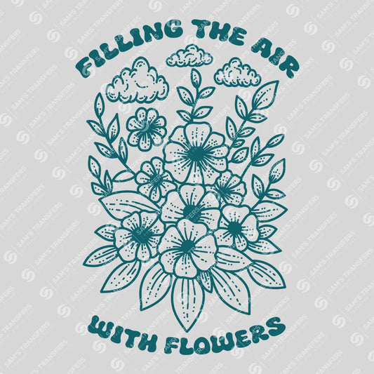 Apparel featuring a Filling the Air with Flowers-themed DTF transfer.