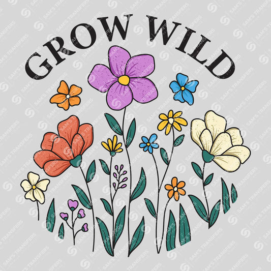 Apparel featuring a Grow Wild Wildflowers-themed DTF transfer.