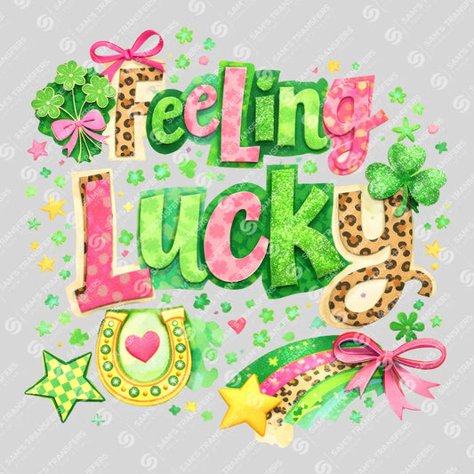 Apparel featuring a Feeling Lucky Leopard Doodle-themed DTF transfer.