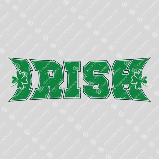 Apparel featuring a Irish Varsity Distressed-themed DTF transfer.