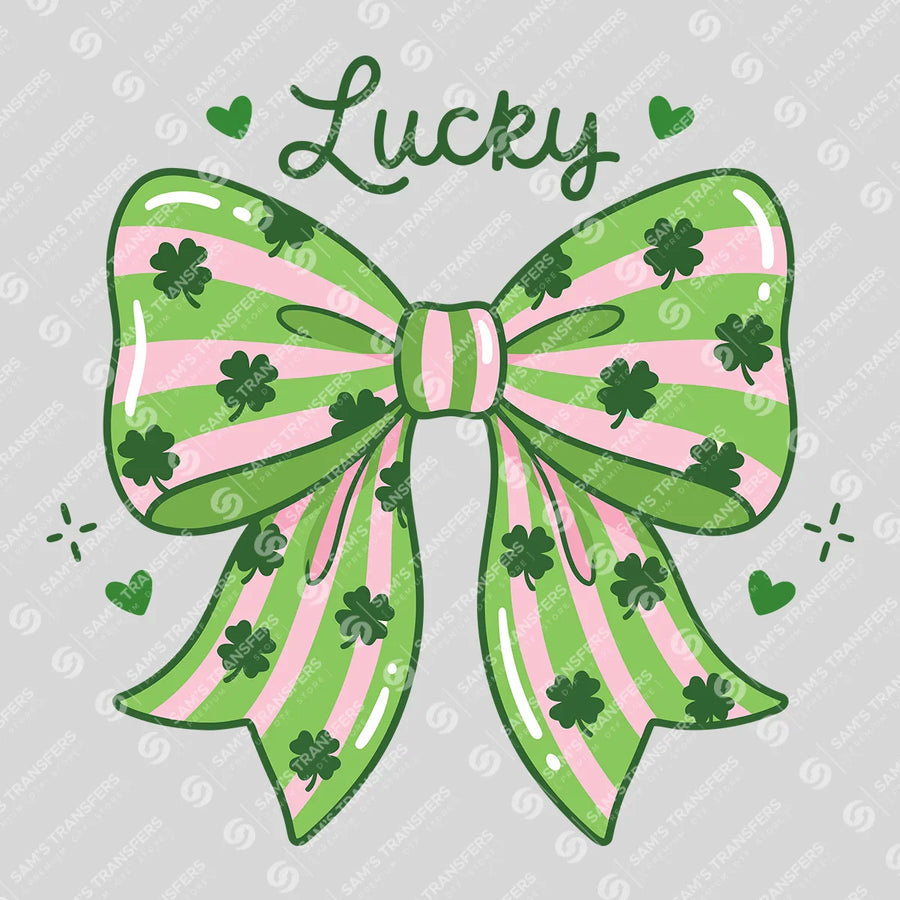 Lucky Striped Coquette Bow Ready-to-Press DTF Transfer | SAT02046
