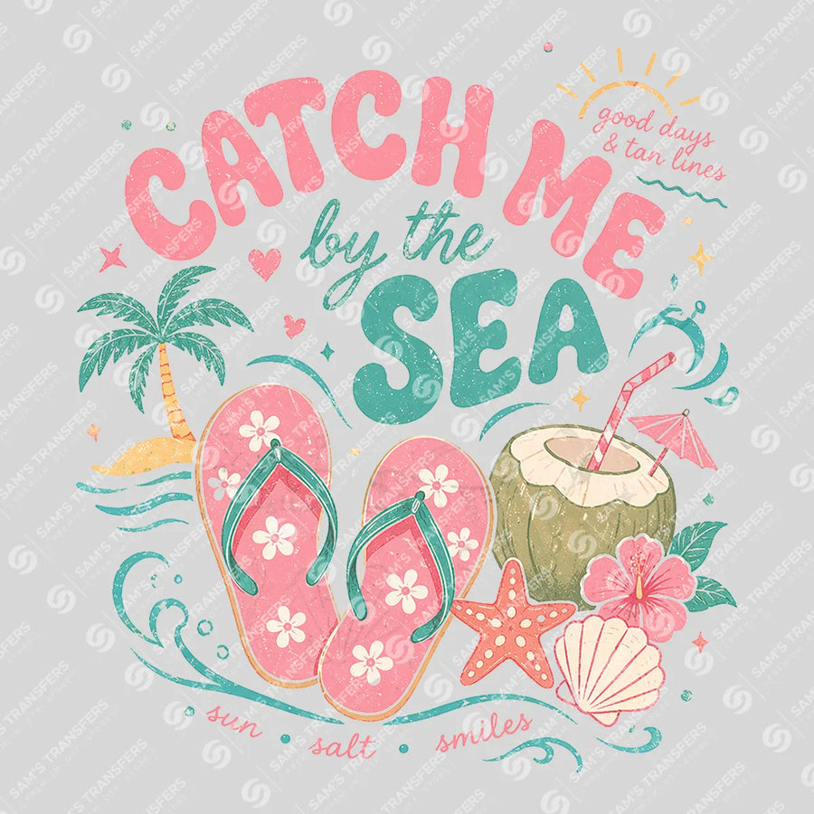 Catch Me By The Sea Flip Flops Ready-to-Press DTF Transfer | SAT02221
