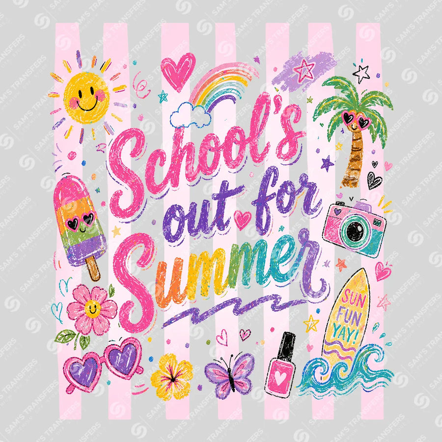 Schools Out For Summer Doodle Ready-to-Press DTF Transfer | SAT02237
