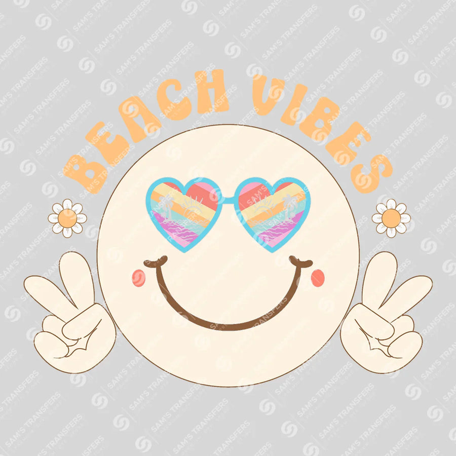 Beach Vibes Smiley Retro Ready-to-Press DTF Transfer | SAT02239
