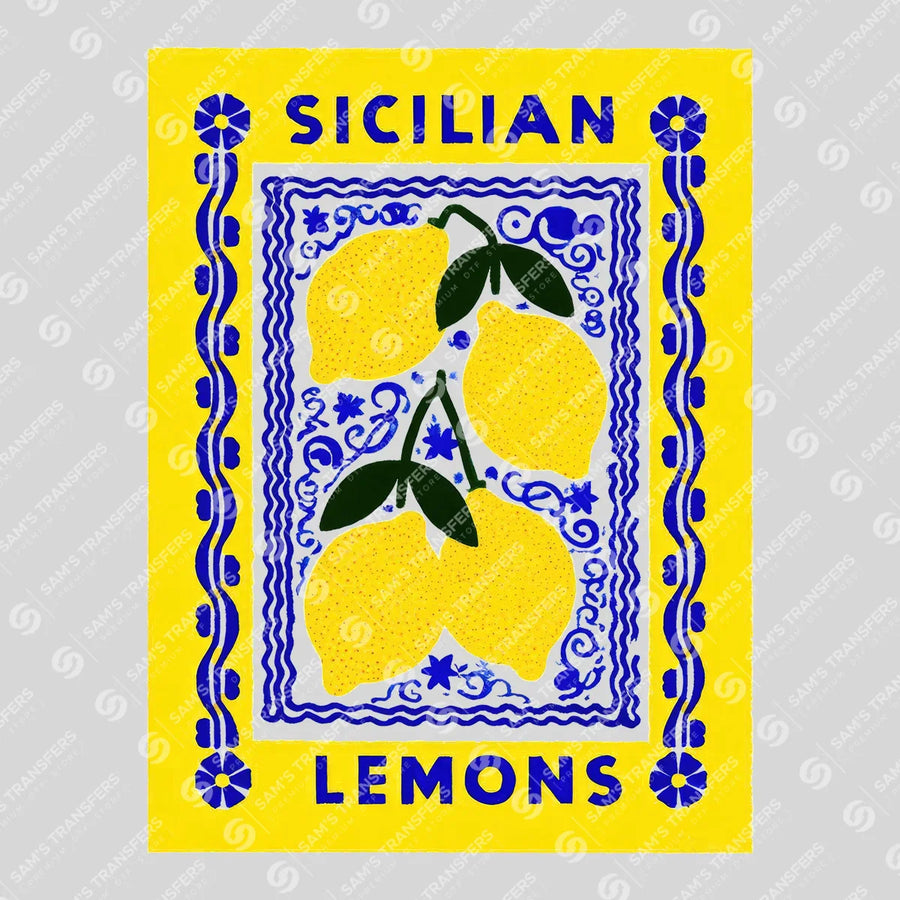Sicilian Lemons Tile Art Ready-to-Press DTF Transfer | SAT02250