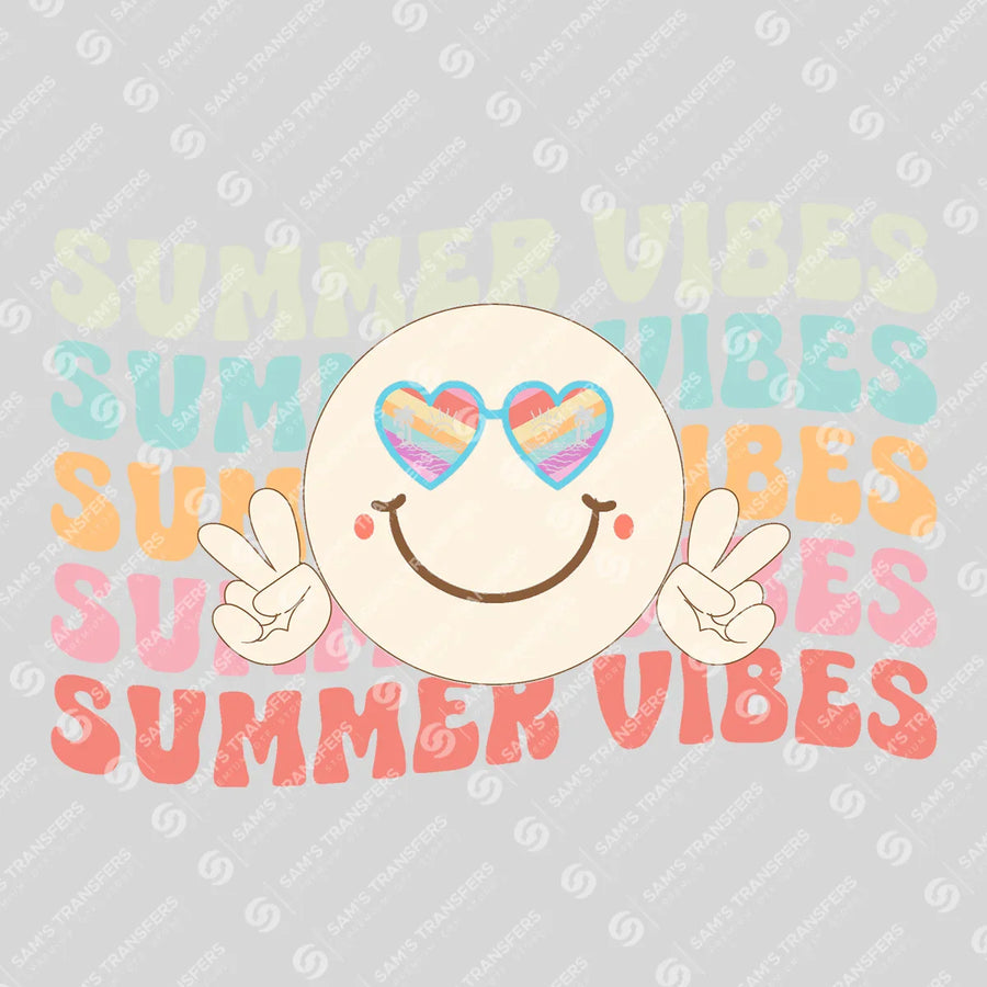 Summer Vibes Smiley Retro Ready-to-Press DTF Transfer | SAT02254