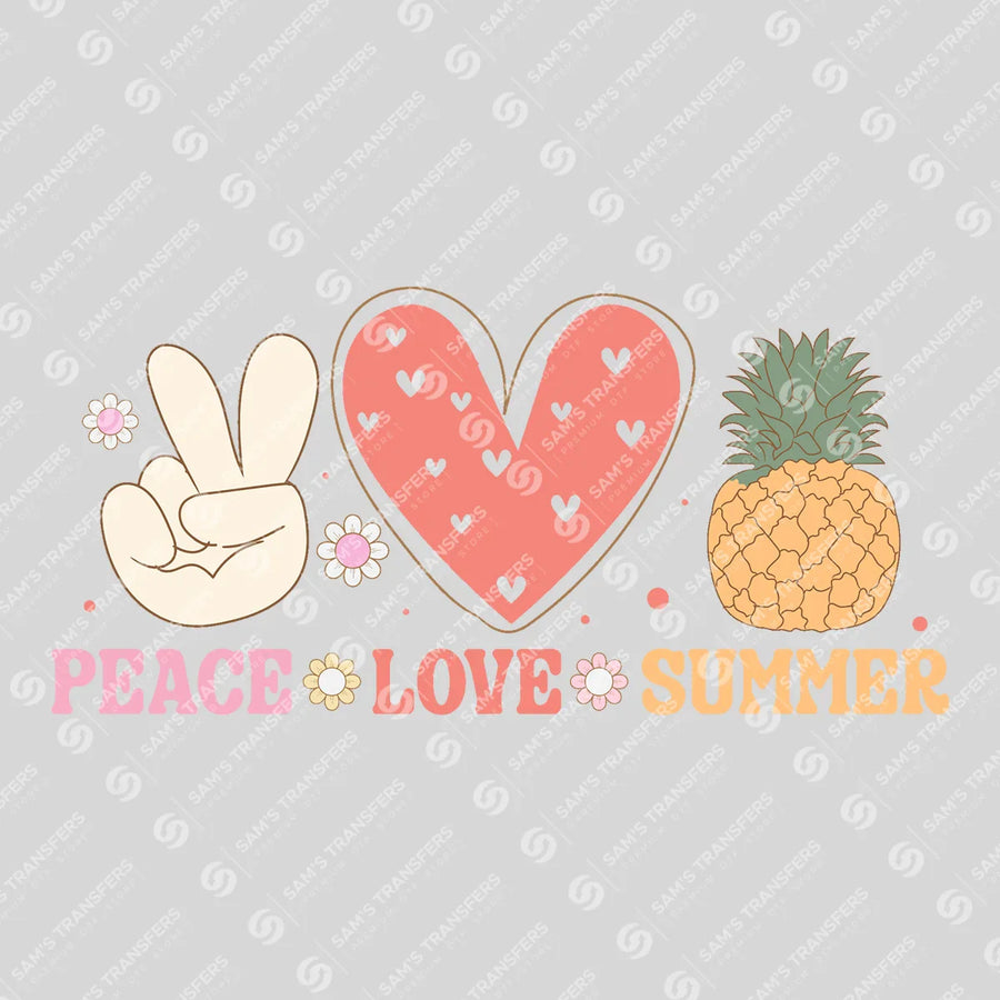 Peace Love Summer Pineapple Ready-to-Press DTF Transfer | SAT02263