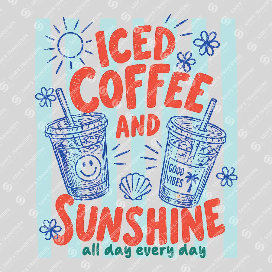 Iced Coffee And Sunshine Doodle Ready-to-Press DTF Transfer | SAT02266