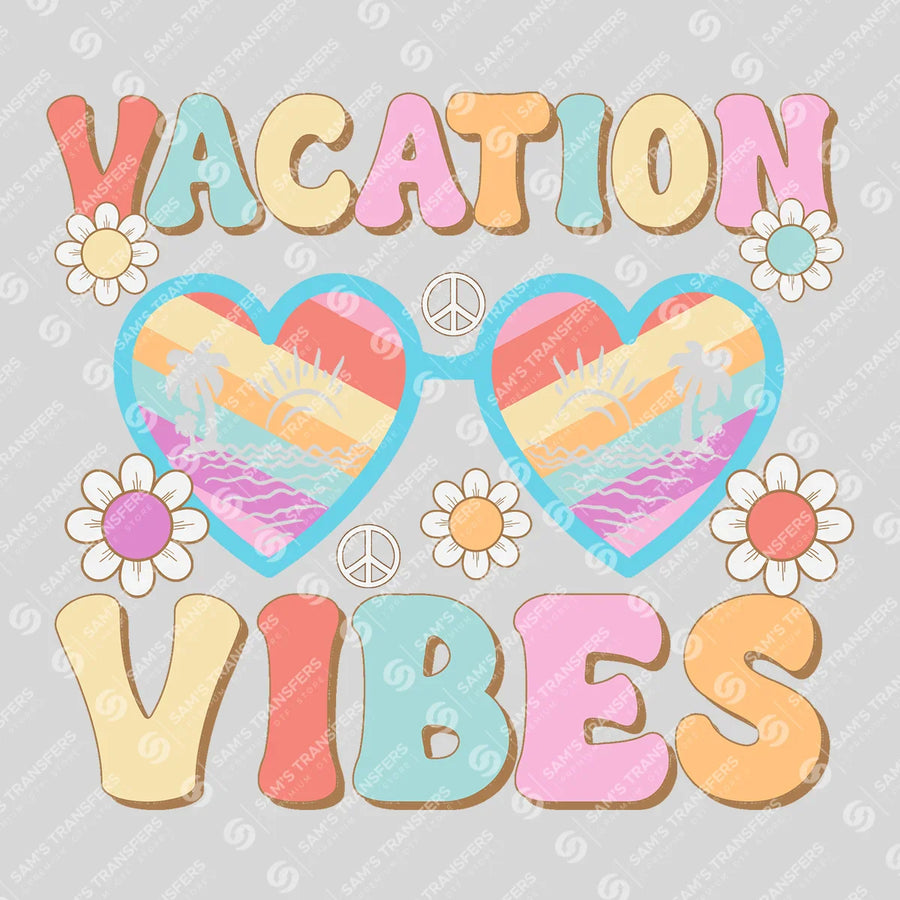 Vacation Vibes Retro Sunglasses Ready-to-Press DTF Transfer | SAT02271