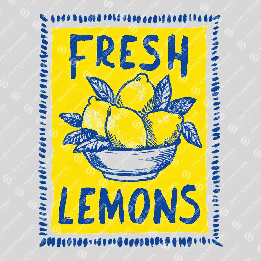 Fresh Lemons Folk Art Ready-to-Press DTF Transfer | SAT02279