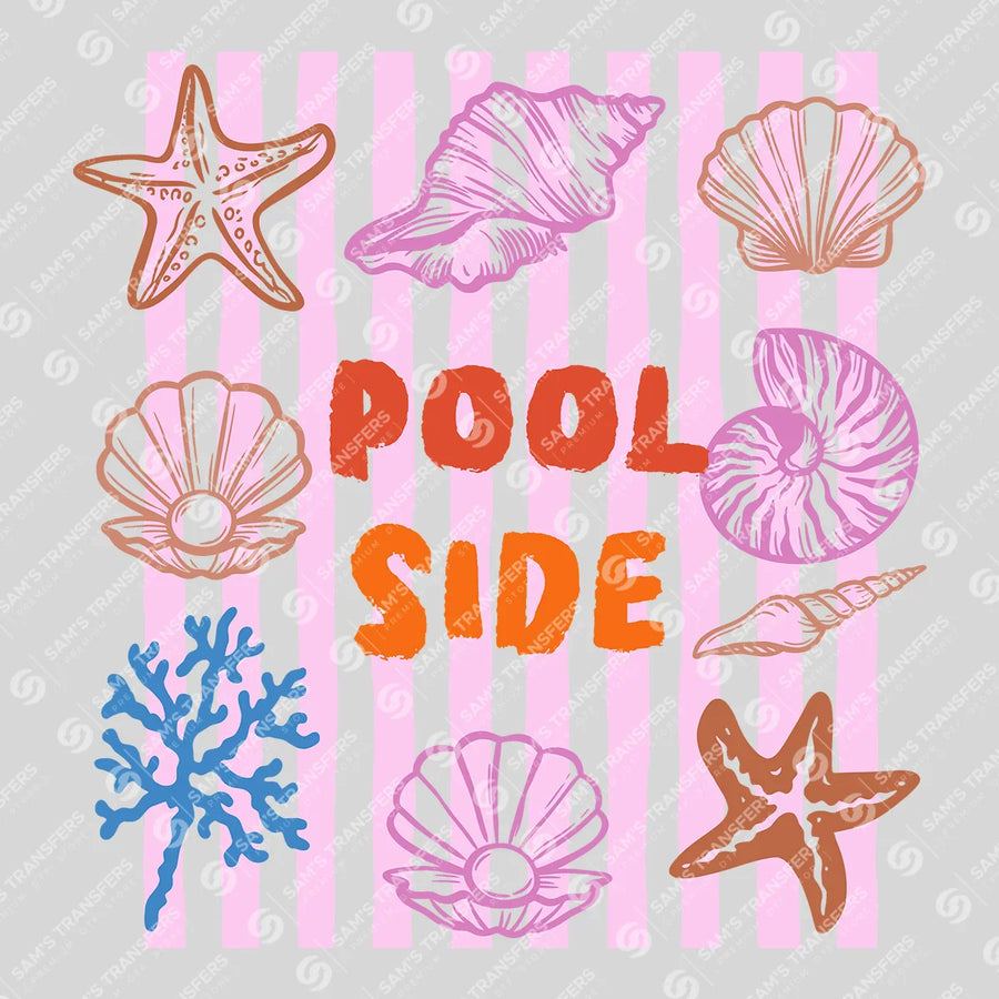 Pool Side Seashells Ready-to-Press DTF Transfer | SAT02285