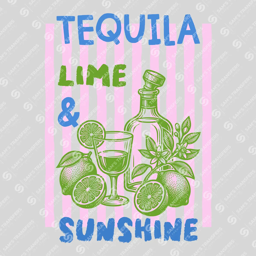 Tequila Lime And Sunshine Stripe Ready-to-Press DTF Transfer | SAT02296