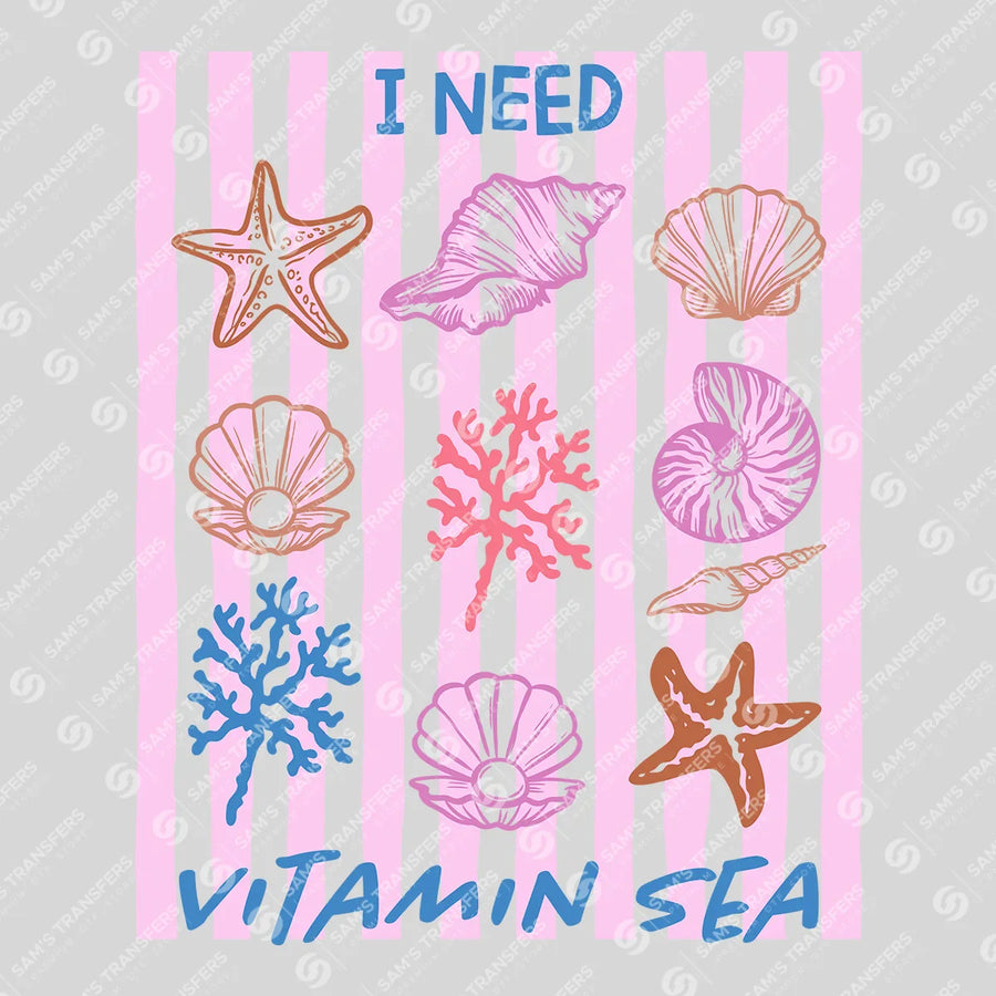 I Need Vitamin Sea Pink Stripe Ready-to-Press DTF Transfer | SAT02298