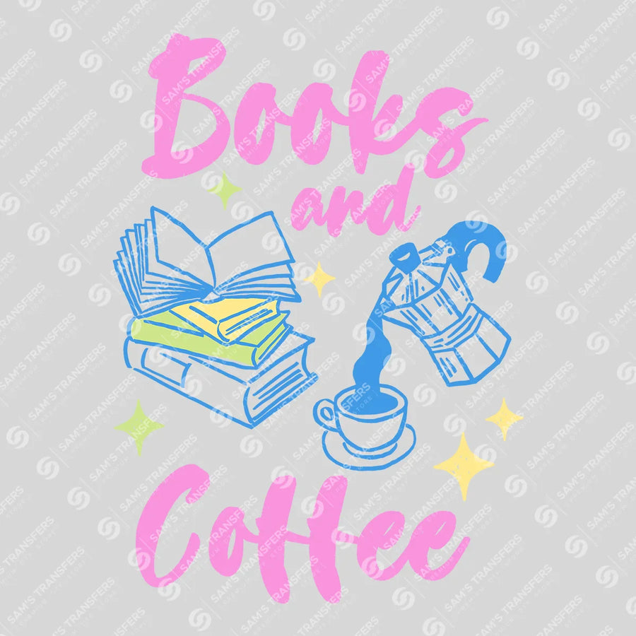 Books And Coffee Ready-to-Press DTF Transfer | SAT02303