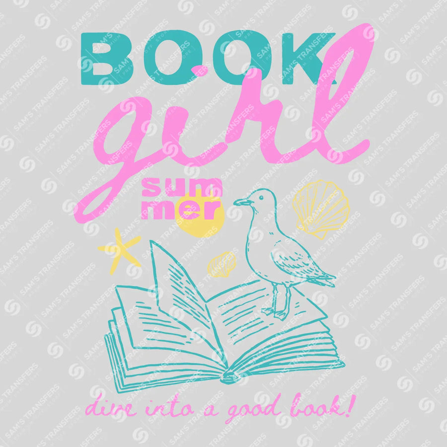 Book Girl Summer Ready-to-Press DTF Transfer | SAT02305