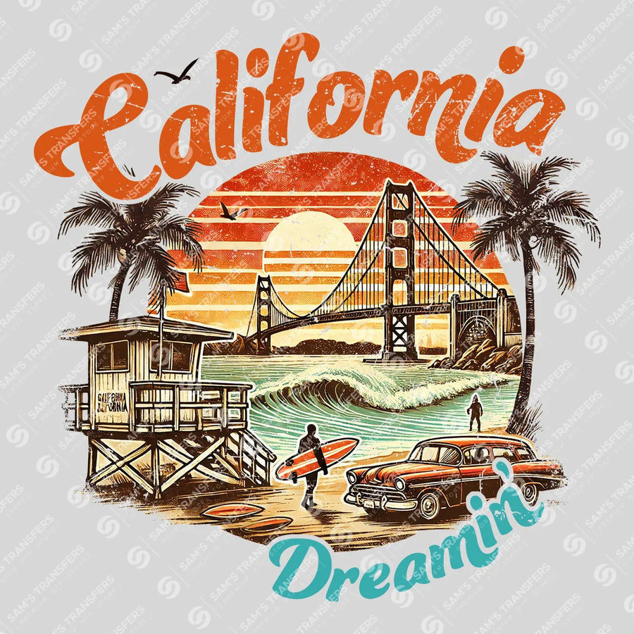 California Dreamin Retro Ready-to-Press DTF Transfer | SAT02313