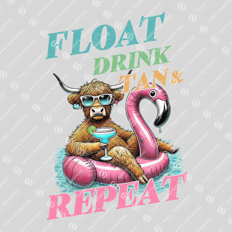 Float Drink Tan Repeat Ready-to-Press DTF Transfer | SAT02332