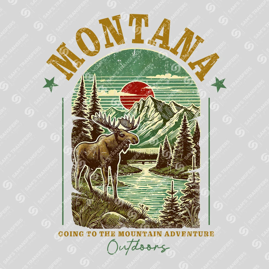 Montana Mountain Adventure Ready-to-Press DTF Transfer | SAT02353