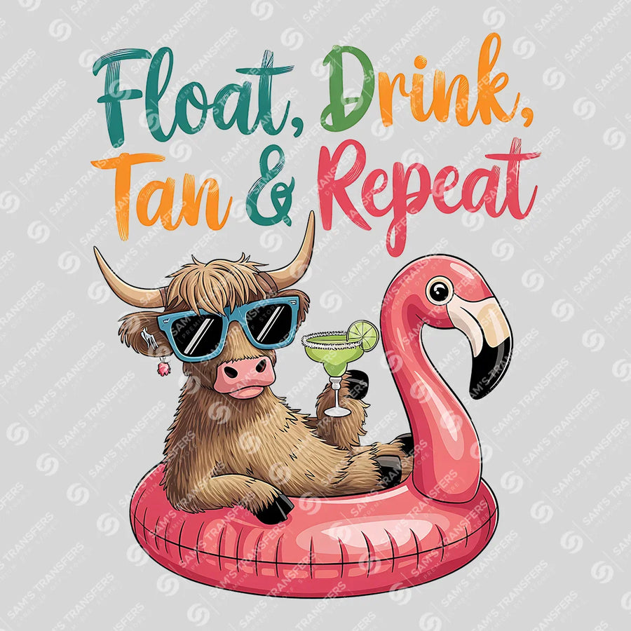 Float Drink Tan Repeat Ready-to-Press DTF Transfer | SAT02370
