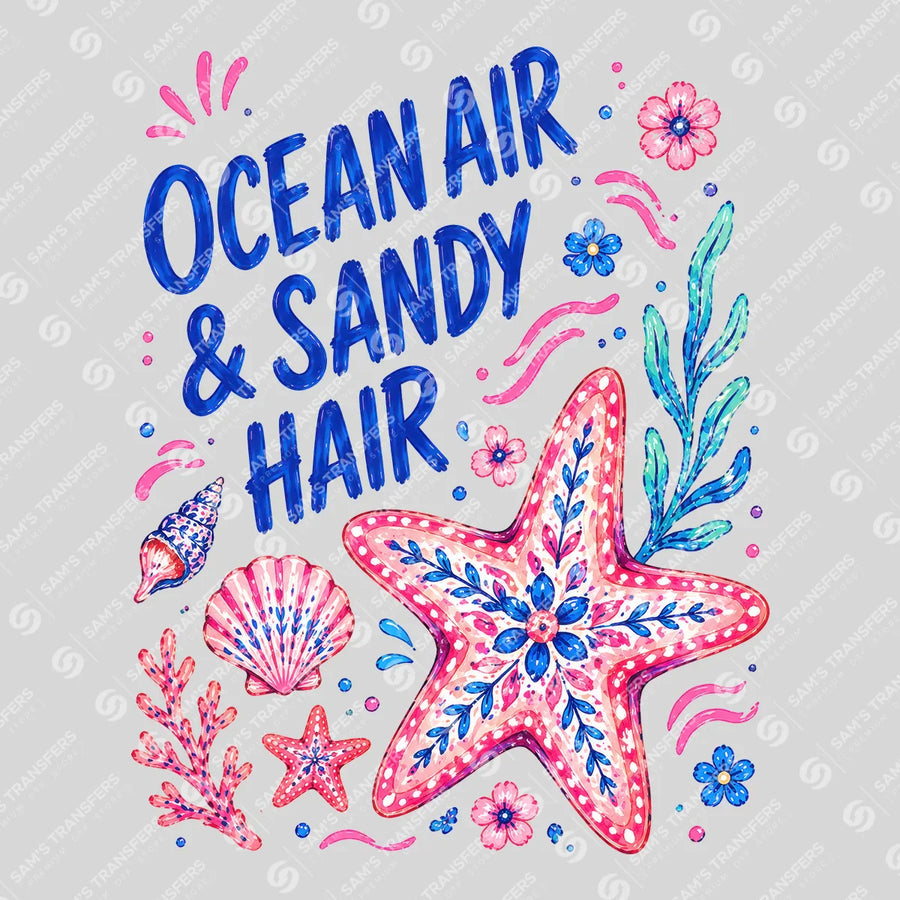 Ocean Air & Sandy Hair Ready-to-Press DTF Transfer | SAT02384