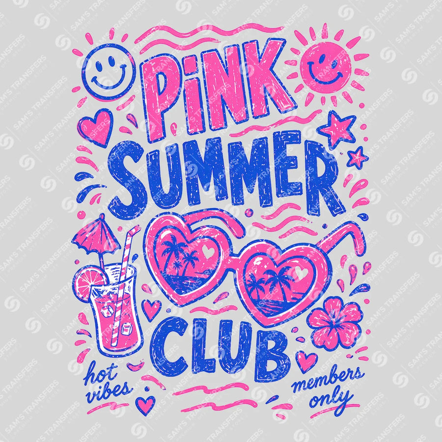 Pink Summer Club Ready-to-Press DTF Transfer | SAT02394