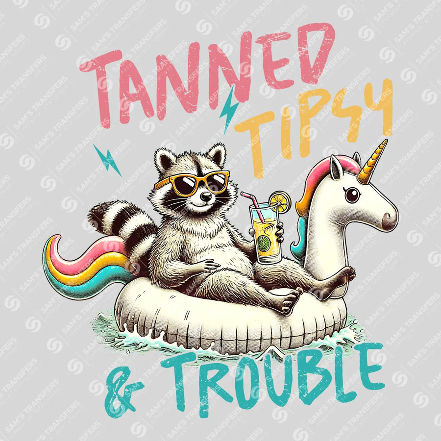 Tanned Tipsy & Trouble Ready-to-Press DTF Transfer | SAT02426