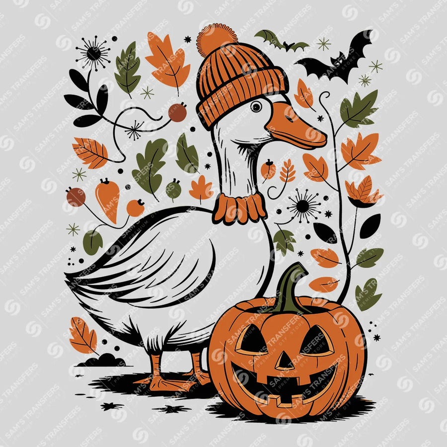 Fall Goose with Pumpkin Ready-to-Press DTF Transfer | SAT02439