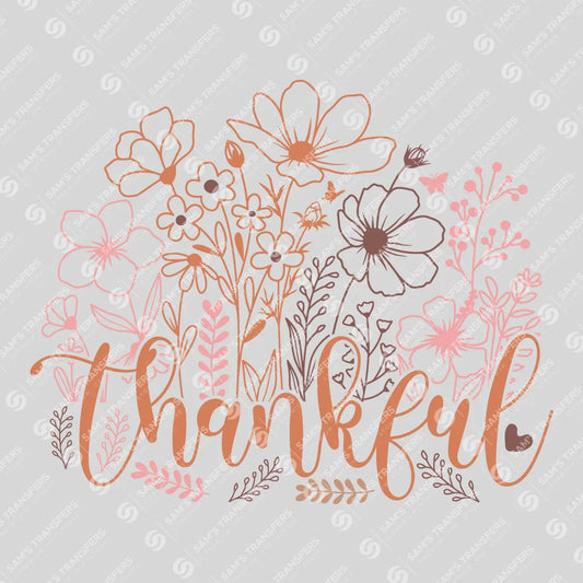 Apparel featuring a Thankful-themed DTF transfer.