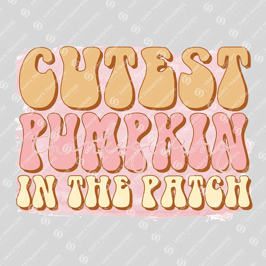 Apparel featuring a Cutest Pumpkin in the Patch-themed DTF transfer.