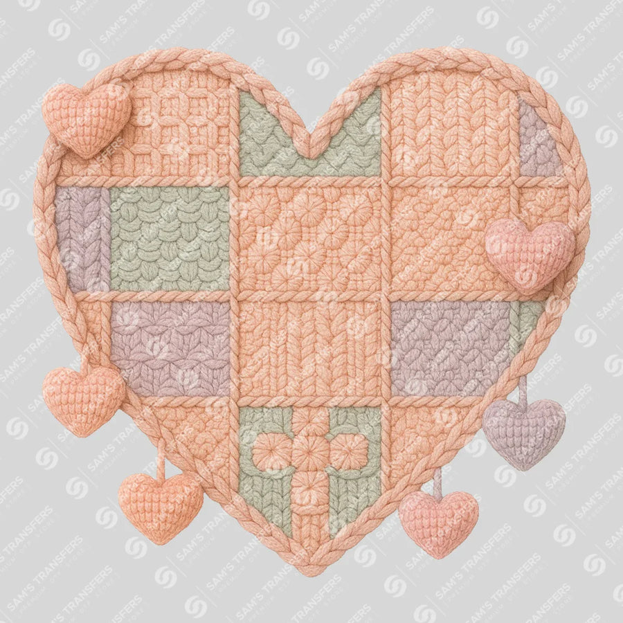 Knitted Patchwork Heart Ready-to-Press DTF Transfer | SAT02684
