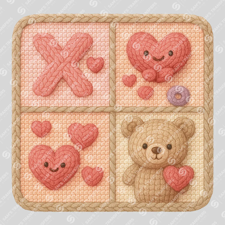 Crochet Valentine Patchwork Ready-to-Press DTF Transfer | SAT02701