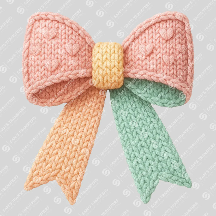 Knitted Heart Bow Ready-to-Press DTF Transfer | SAT02705