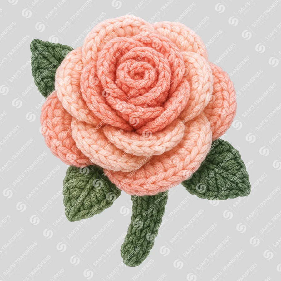 Crochet Rose Ready-to-Press DTF Transfer | SAT02707