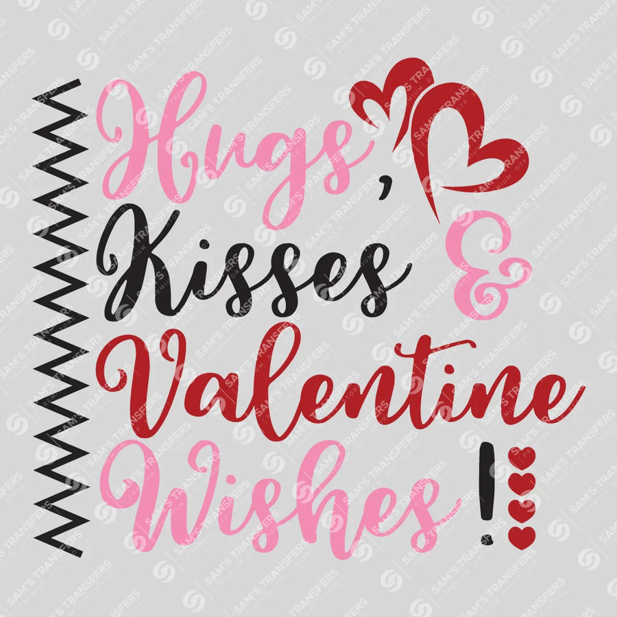 Hugs Kisses And Valentine Wishes Ready-to-Press DTF Transfer | SAT02914