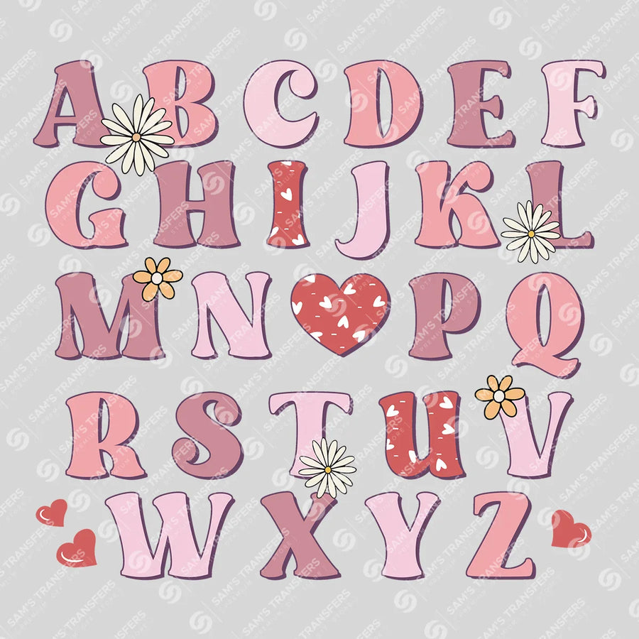Valentine Alphabet Ready-to-Press DTF Transfer | SAT02923