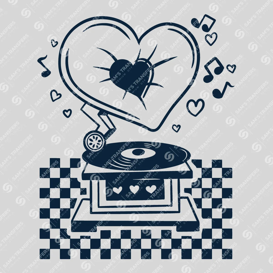 Heart Gramophone Ready-to-Press DTF Transfer | SAT02960