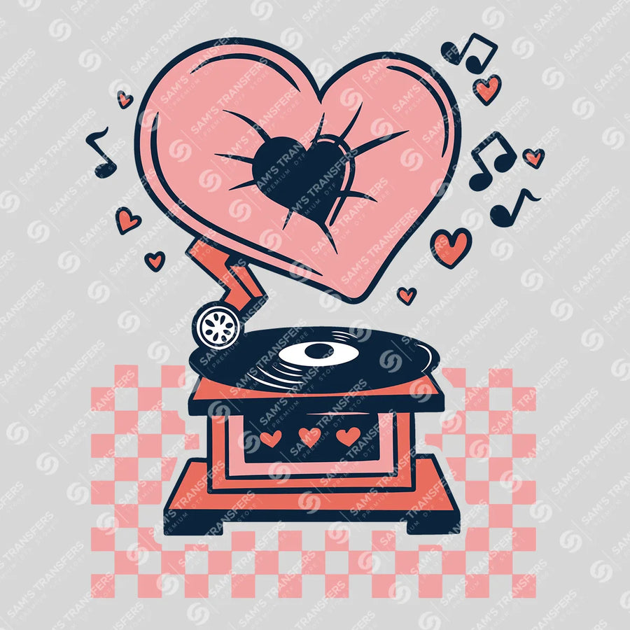 Heart Gramophone Ready-to-Press DTF Transfer | SAT02961