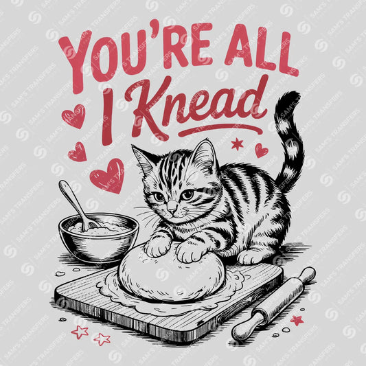 Apparel featuring a You're All I Knead-themed DTF transfer.