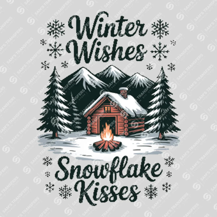 Winter Wishes Snowflake Kisses Ready-to-Press DTF Transfer | SAT03106