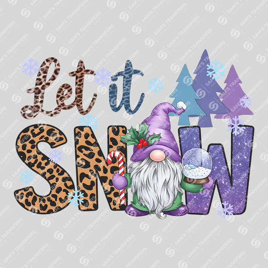 Apparel featuring a Let It Snow-themed DTF transfer.